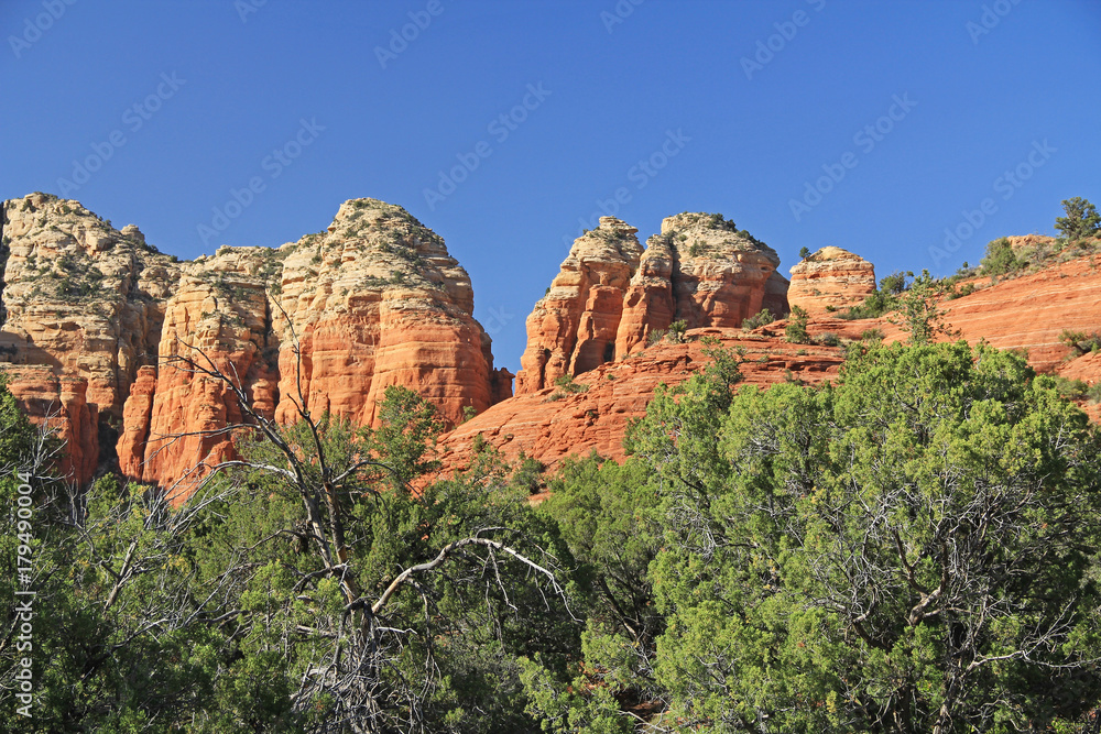 Red rock formation in Red Rock State Park along Oak Creek Canyon, a riparian habitat in Verde Valley, within Yavapai county, Sedona, Arizona, USA including Coconino National Forest.