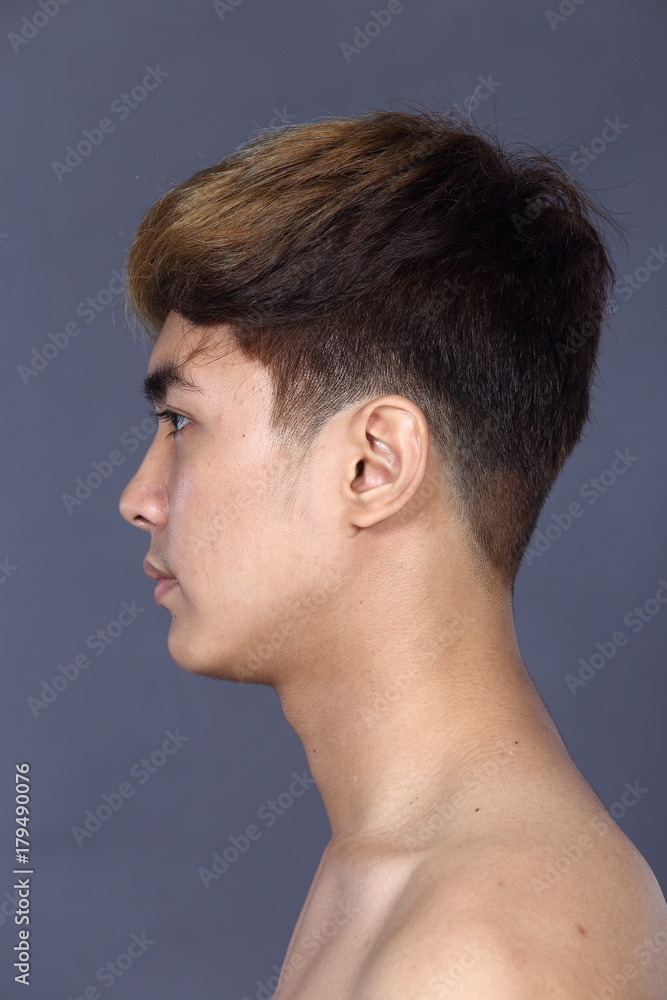 Obraz premium Asian man before make up hair style. no retouch, fresh face