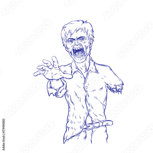 Hand drawn Zombie. Vector illustration, eps 10.