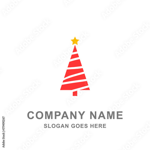 Christmas Tree Vector Illustration Logo 