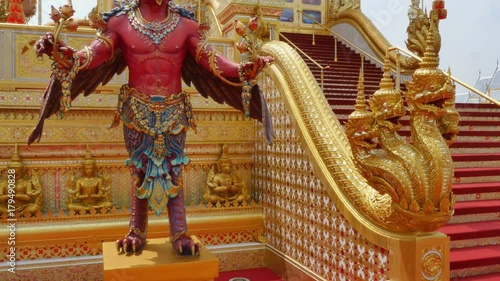 red Garuda Sculpture in front of the Royal funeral pyre for King Bhumibol Adulyadej. photo