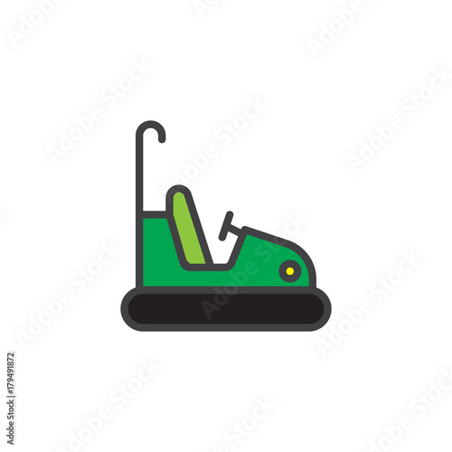 Bumper cars attraction filled outline icon, line vector sign, linear colorful pictogram isolated on white. Holiday entertainment symbol, logo illustration. Pixel perfect vector graphics