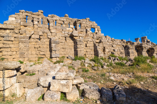 Ruins of ancient city in Side, Turkey