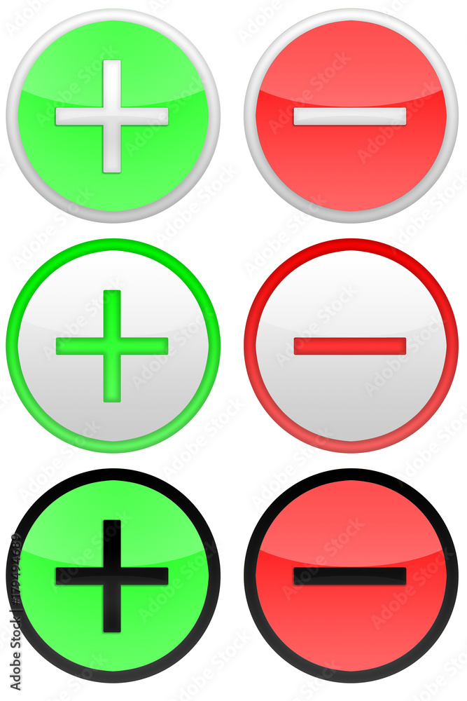 Pro and contra round icons on the white background. Pro and contra round icons on the white background.