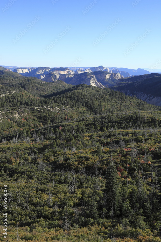 ザイオン国立公園のコロブ・テラスから望む自然景観