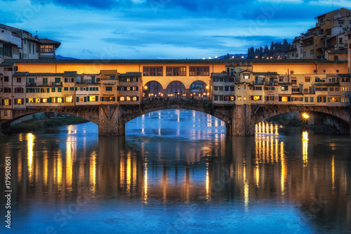 Night reflection of Ponte Vecchio