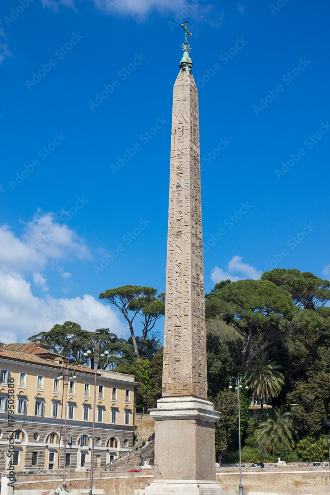 Egyptian obelisk in Piazza del Popolo, Rome, Italy.