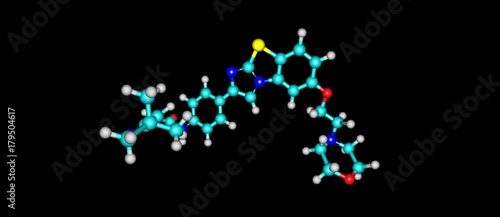 Quizartinib molecular structure isolated on black