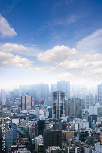 Cityscapes of tokyo in Fog after rain in winter season, Skyline of minato ward, Tokyo, Japan