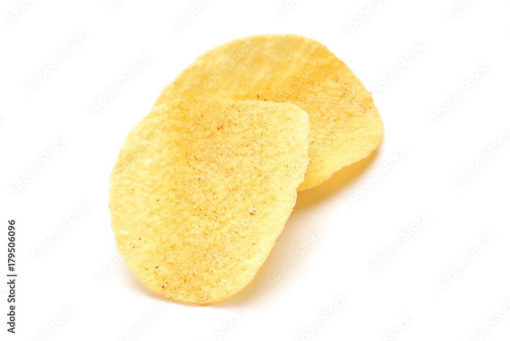 Potato chips isolated on white background Potato chips isolated on white background