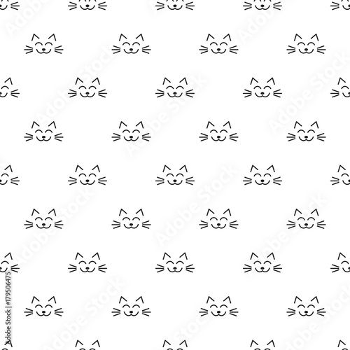 seamless pattern with cat faces on white background