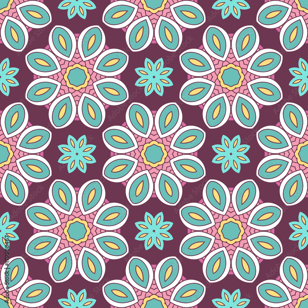 Abstract stylized floral seamless pattern. Hand drawn vector illustration