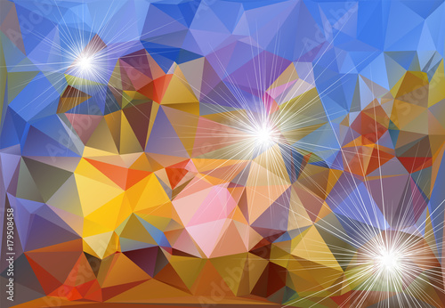 Abstract polygonal background in multicolored shades. There is a variant in the vector.