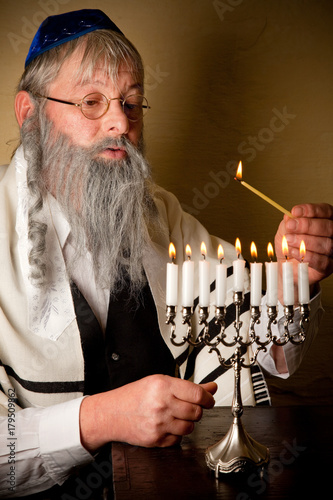 Lighting the menorah