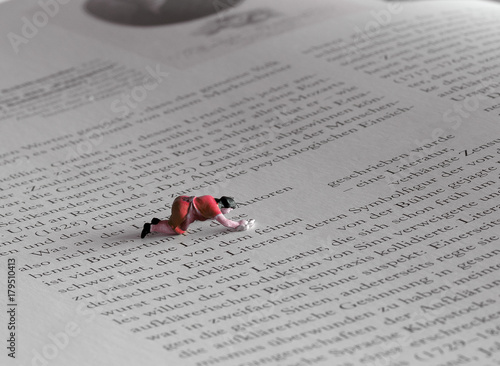 Strict censorship - cleaning lady sniping words - miniature figure