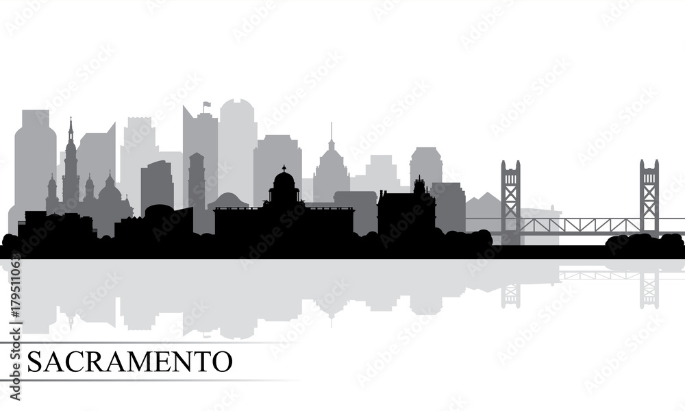 Sacramento city skyline silhouette background