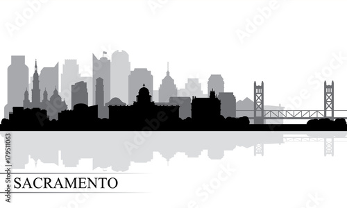 Sacramento city skyline silhouette background photo