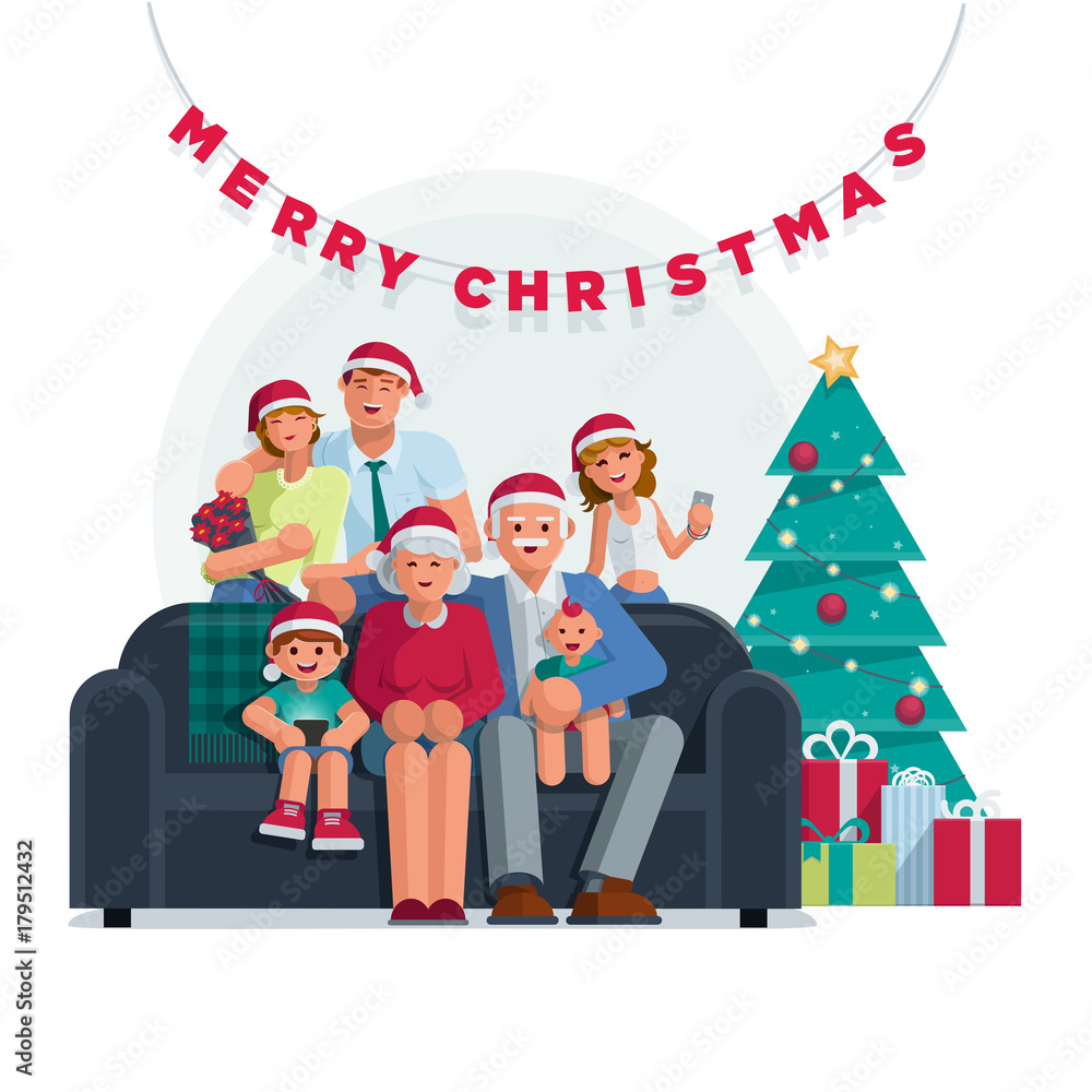 Fototapeta premium The whole family is together at Christmas.