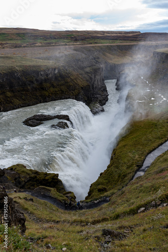 Gulfoss waterfall high angle  Iceland