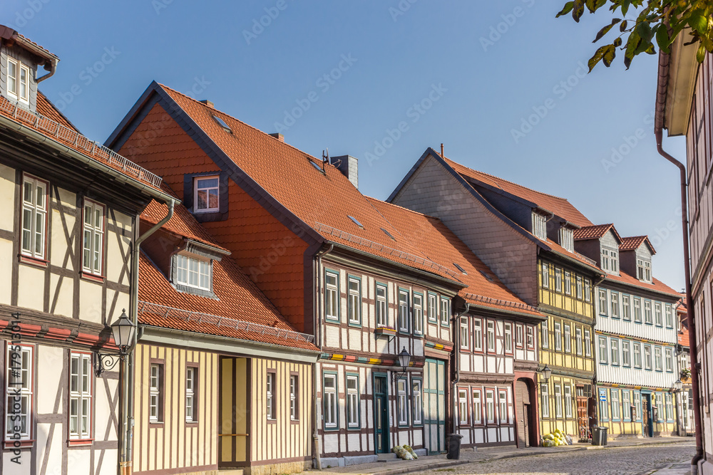 Fototapeta premium Colorful street with half-timbered houses in Wernigerode