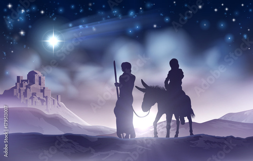 Nativity Christmas Illustration Mary and Joseph