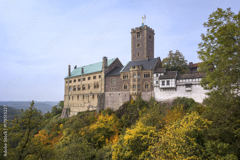 View to the famous Wartburg Castle. Thuringia