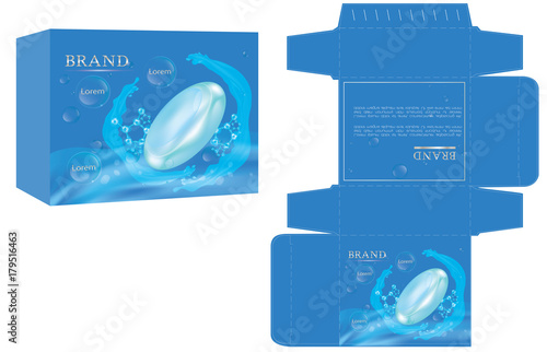 Packaging design, soap box design template and mockup box. Illustration vector.