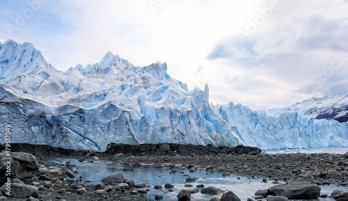 Andes mountains and glacier Perito Moreno close up, Patagonia, Argentina, South America 