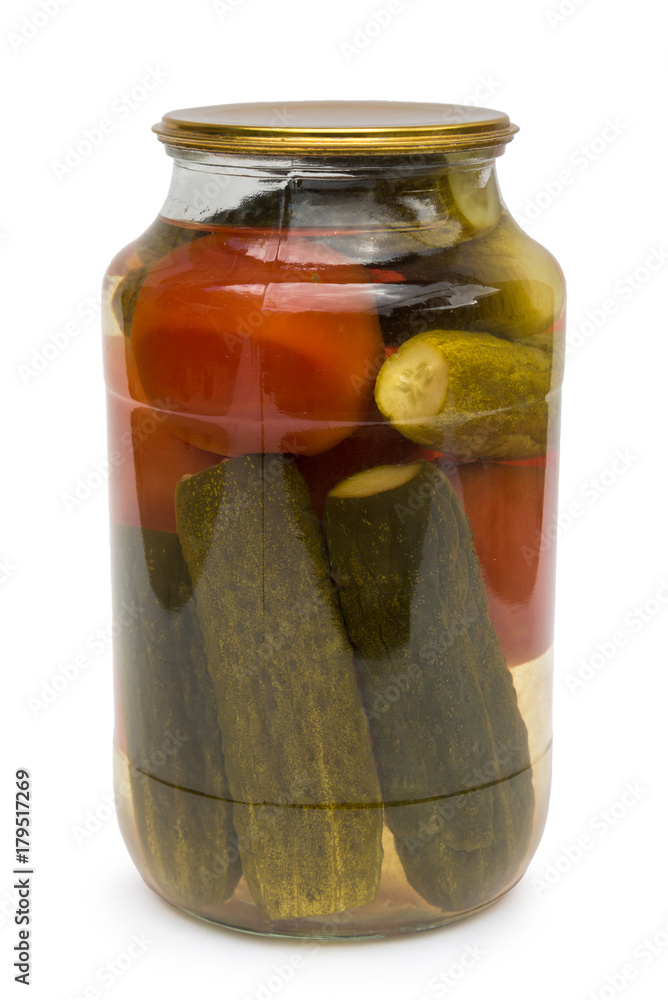 Preservation of a bank of tomatoes and cucumbers Preservation of a bank of tomatoes and cucumbers