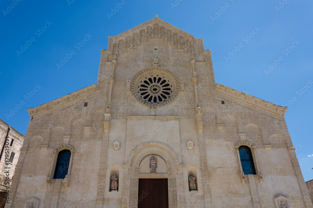 View of Cathedral of Matera under blue sky