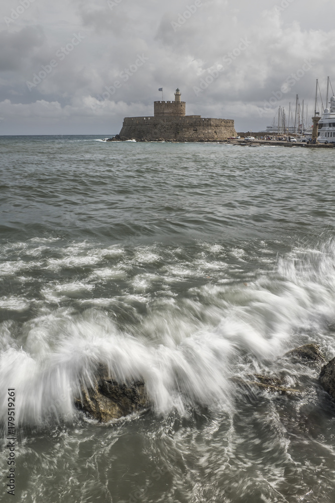 Agios Nikolaos fortress on the Mandraki harbour of Rhodes Agios Nikolaos fortress on the Mandraki harbour of Rhodes