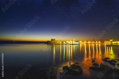 Agios Nikolaos fortress on the Mandraki harbour of Rhodes