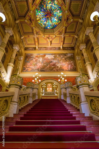 Canvas Print BUDAPEST, HUNGARY - APRIL 22: Interior of a ballroom called Pesti Vigado on Ap