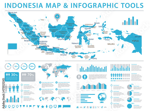 Indonesia Map - Info Graphic Vector Illustration