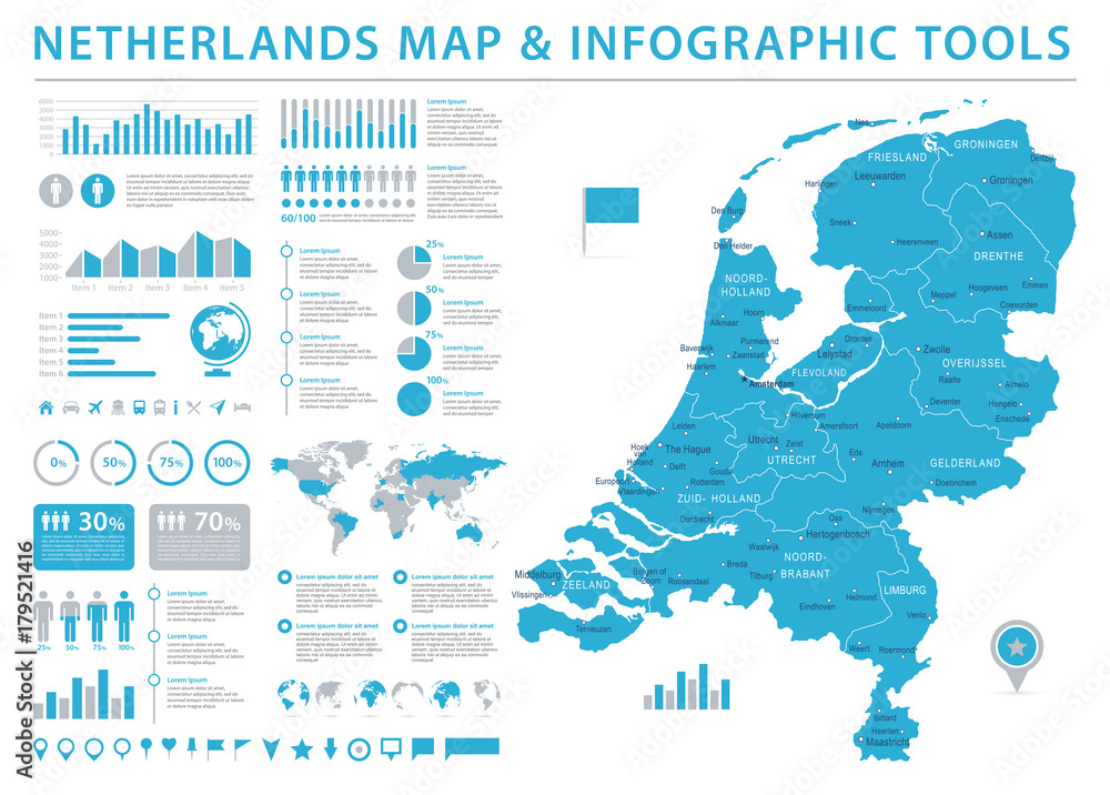Netherlands Map - Info Graphic Vector Illustration