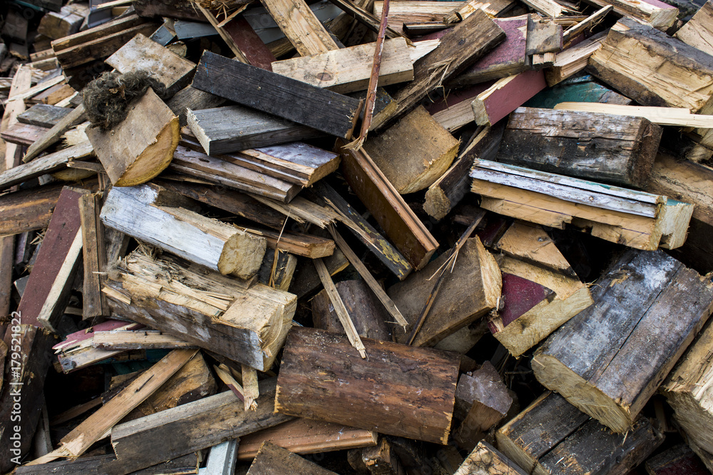 The wreckage of a ruined wooden house, background, texture The wreckage of a ruined wooden house, background, texture