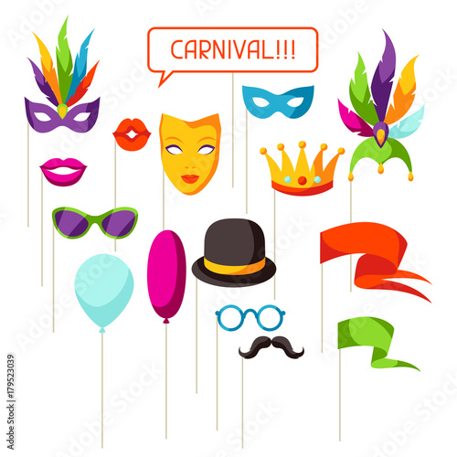 Carnival photo booth props. Accessories for festival and party