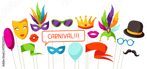 Carnival photo booth props. Accessories for festival and party