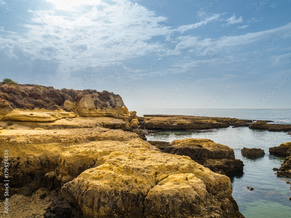 Sandstone coastline with sandy beaches at Gale