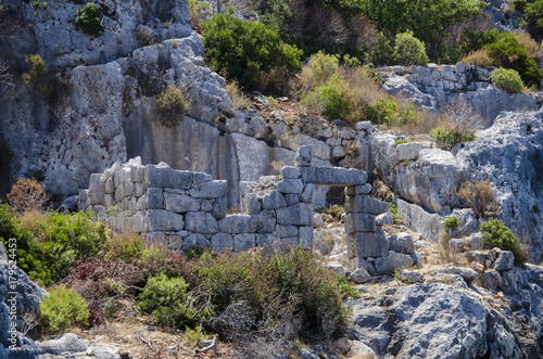 Ancient city of Simena, sunken cty of Kekova, Lycian coast, Lycia, Mediterranean © barkn