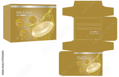 Packaging design, soap box design template and mockup box. Illustration vector.