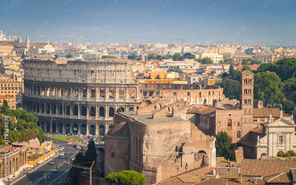 Close up of Colosseum in Rome, Italy