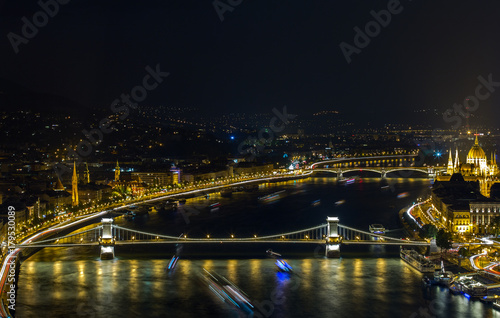 The famous Chain Bridge at night in Budapest  Hungary