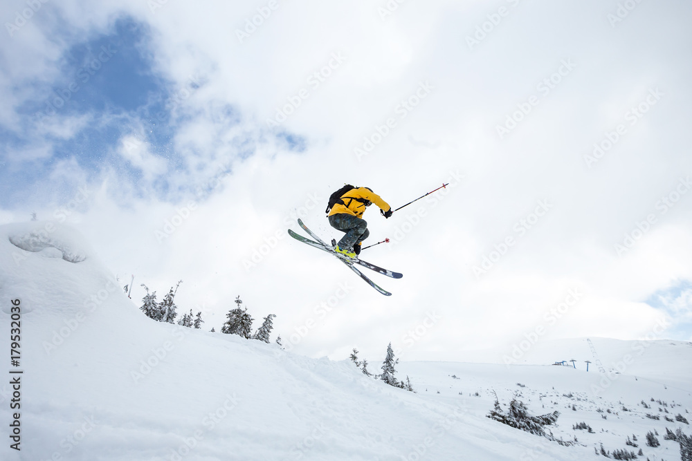 good skiing in the snowy mountains.