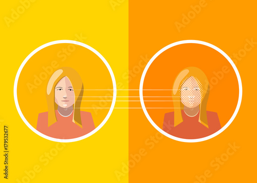Woman face scan identification, concept illustration