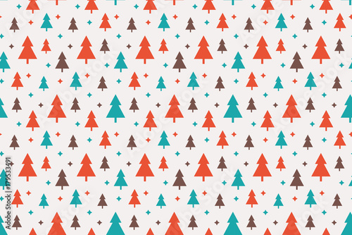 Endless Christmas Pattern with Christmas Trees