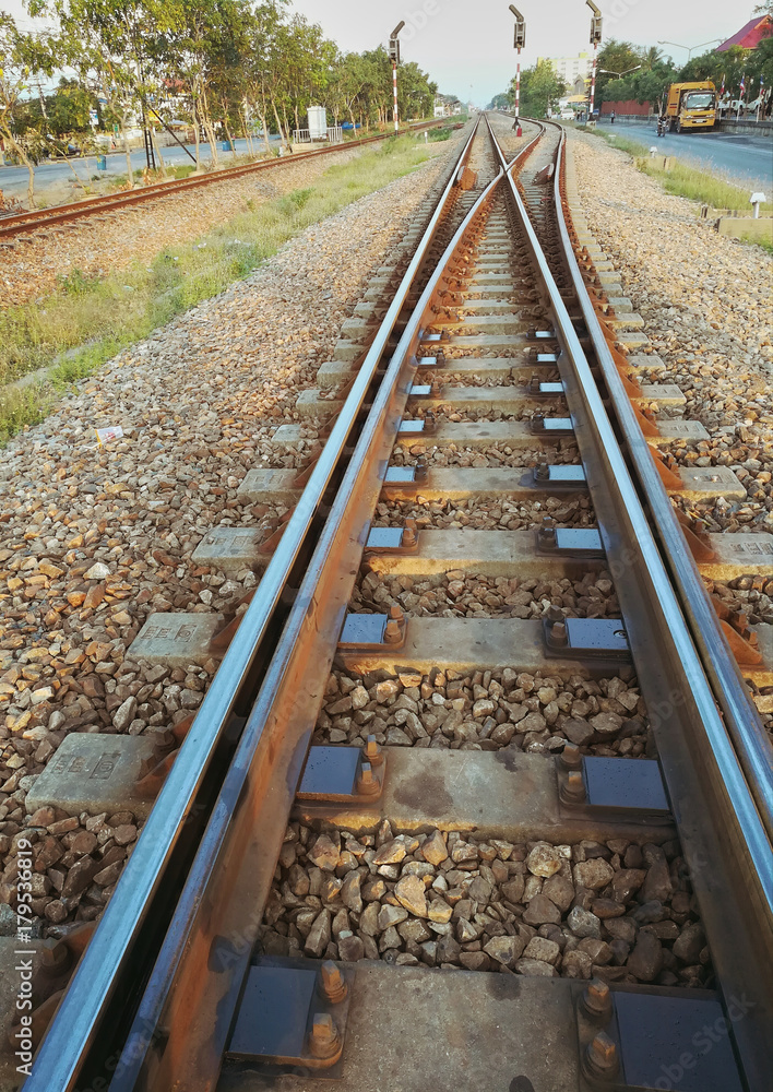 Rail transportation, the rail road track, in Thailand. Rail transportation, the rail road track, in Thailand.
