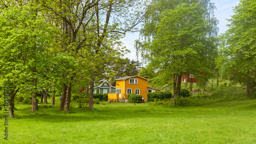 coloured houses view in the island of lindoya