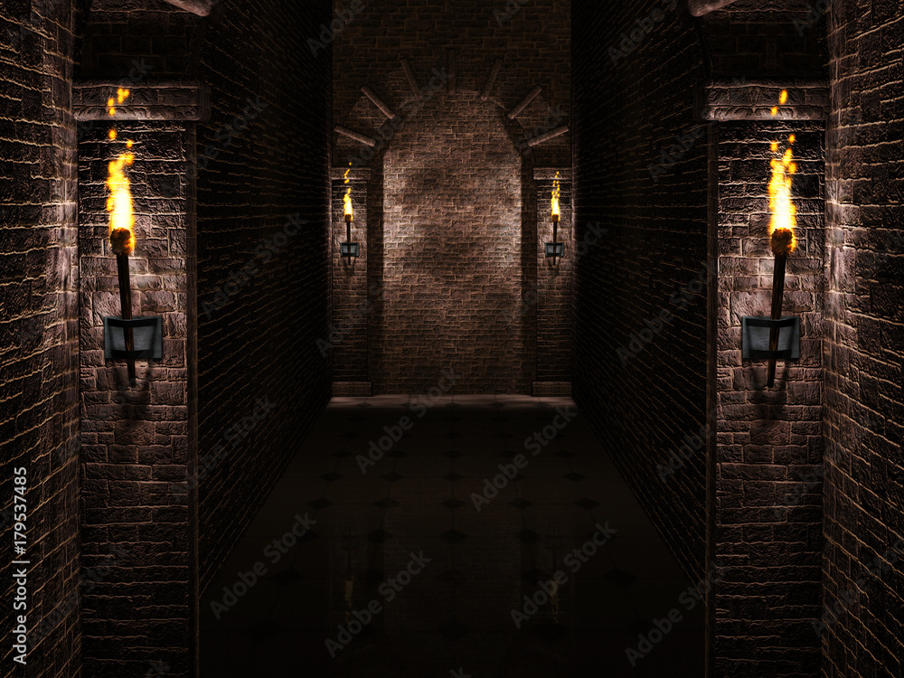 Fototapeta premium Arches with torches backgroun