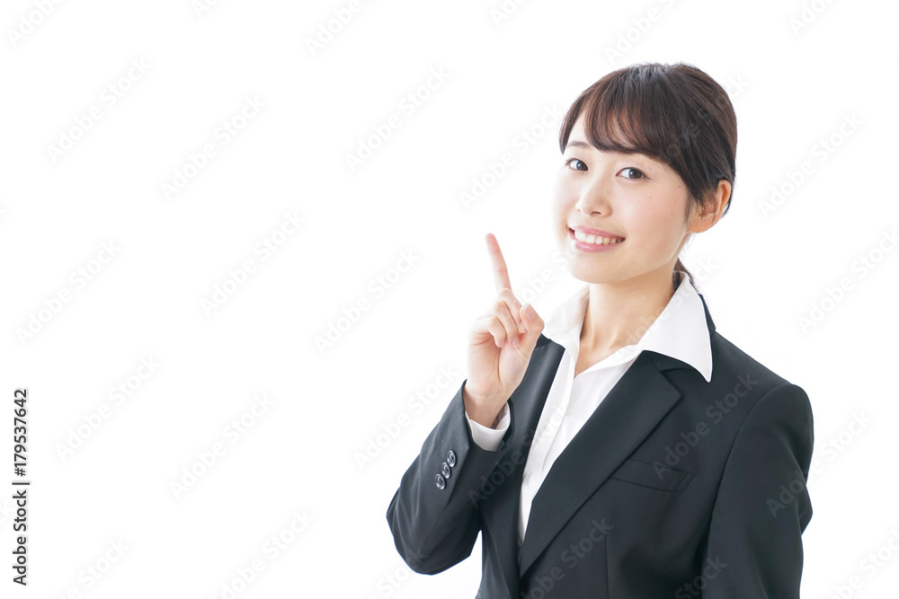 business woman pointing to something business woman pointing to something